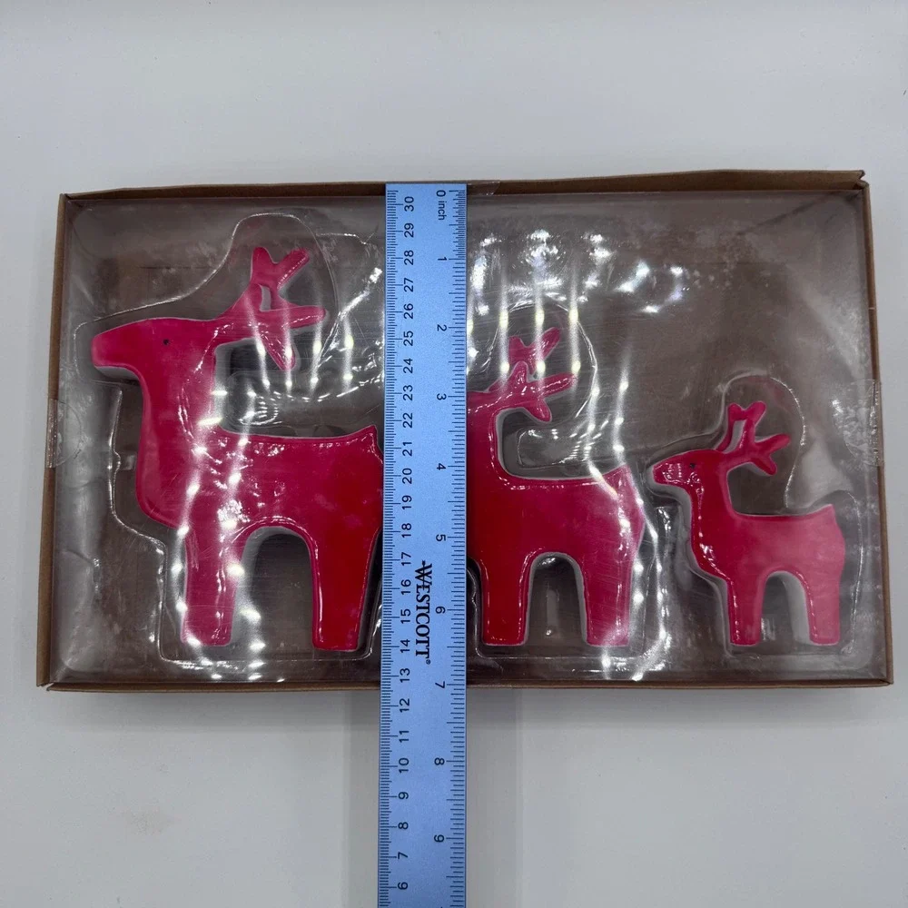 Sullivans Red Ceramic Reindeer Figurines Set of 3 Holiday Decor PN2788